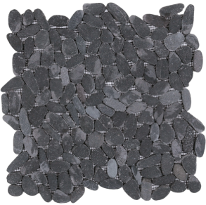 Black Sliced Matte Pebble Interlocking - stone tile